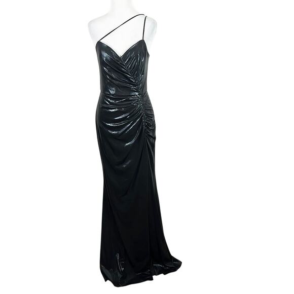 Marchesa Notte Ruched Gown Dress Lame Black Size 8 NEW - Picture 7 of 10